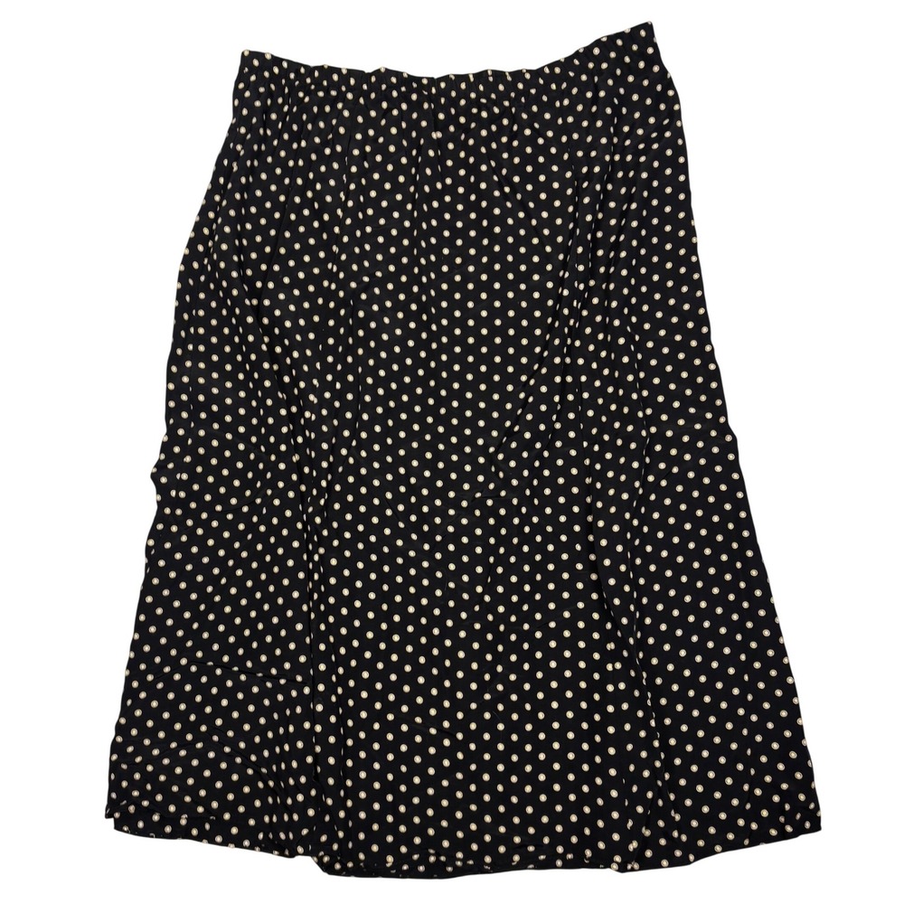 E D Michaels by Melanie Drucker Black Polka Dot Midi Skirt Women's Rayon